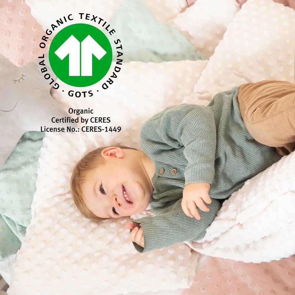 Бежово памучно плетено бебешко одеяло 80x80 cm Frosty Almond – Roba