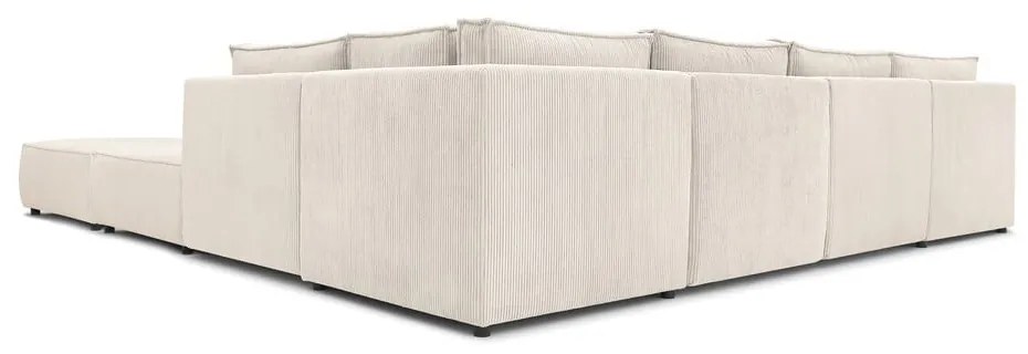 Кремав променлив велурен U-образен ъглов диван Nihad modular - Bobochic Paris