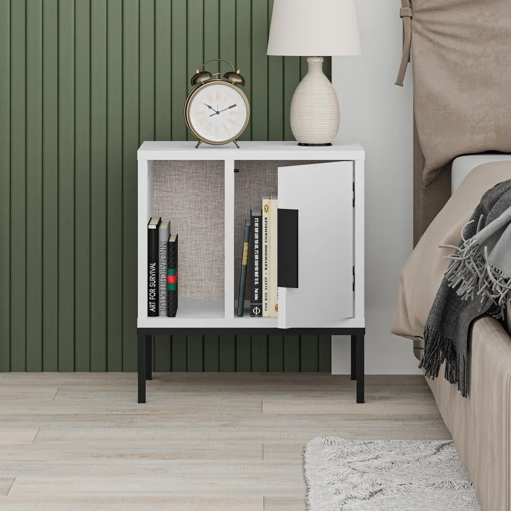 Бяло нощно шкафче с рафтове Lani - Marckeric