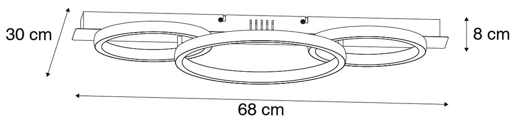 Плафон черен с дърво с LED 3 лампи - Marien