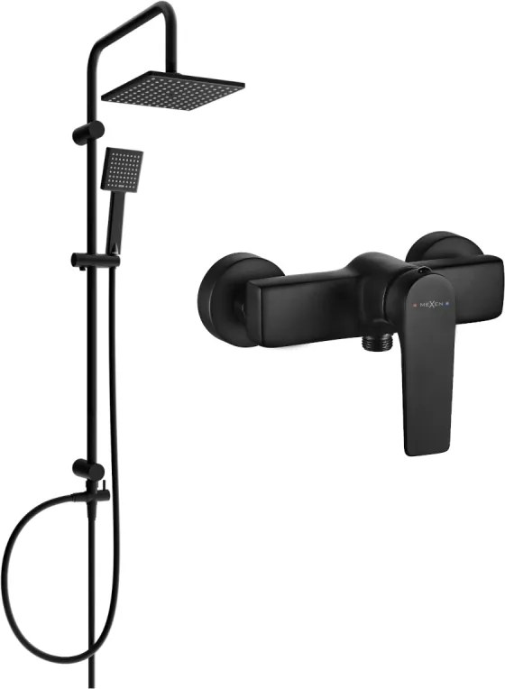 Mexen Lynx Tord комплект за душ с външен монтаж с пита и душ батерия, черен