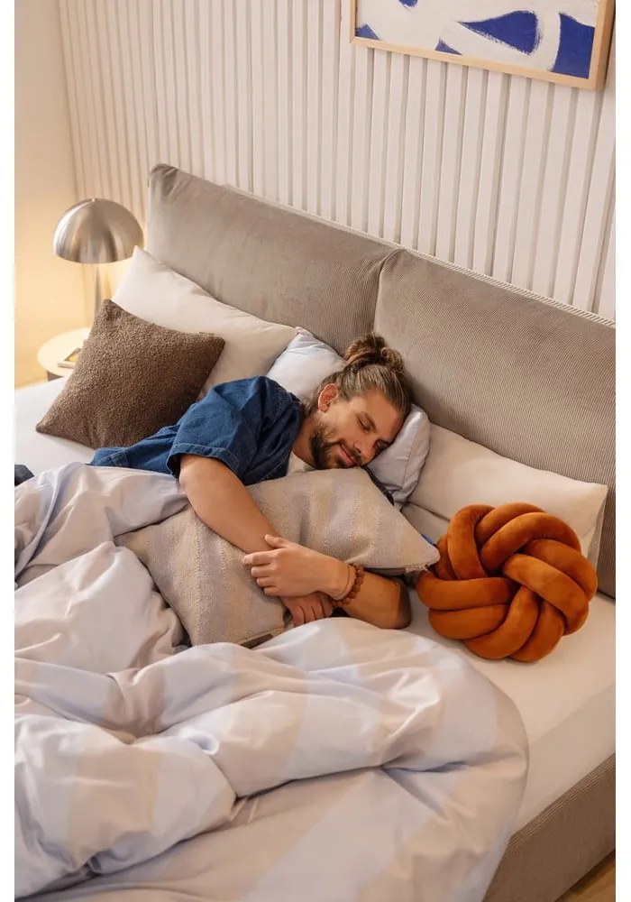 Двойно тапицирано кафяво-сиво легло с място за съхранение и включена подматрачна рамка 180x200 cm Thessa Pillow – Bonami Selection