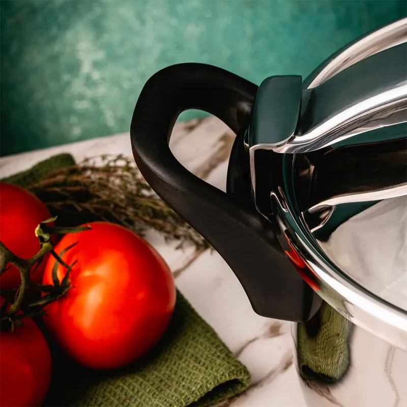 Тенджера под налягане Rosberg R51311A9, 9 литра, 2 капака, Индукция, Трислойно дъно, Инокс