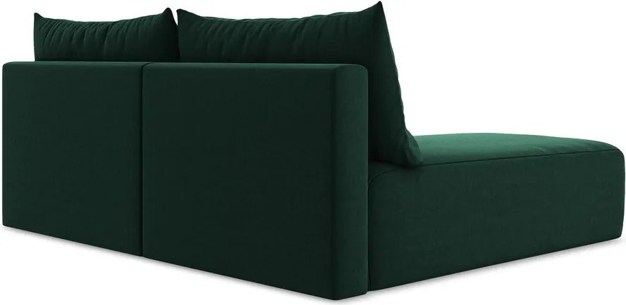 Тъмнозелен кадифен сгъваем/с място за съхранение ъглов диван (ляв ъгъл) Kalena – Makamii