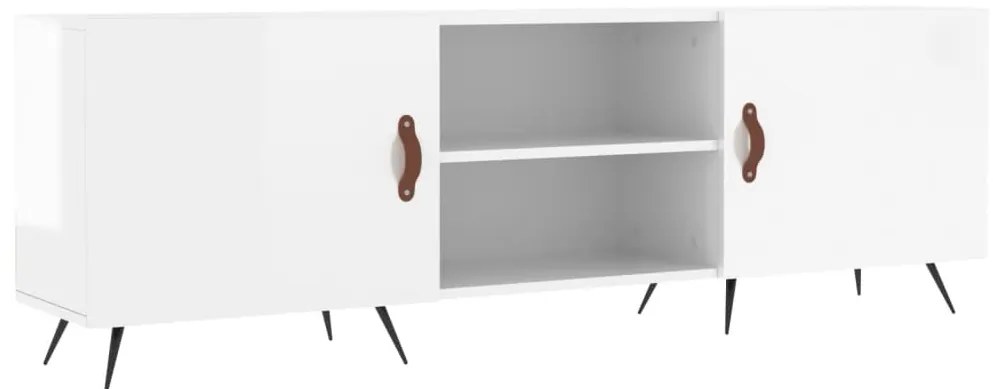 829070 vidaXL ТВ шкаф, бял гланц, 150x30x50 см, инженерно дърво