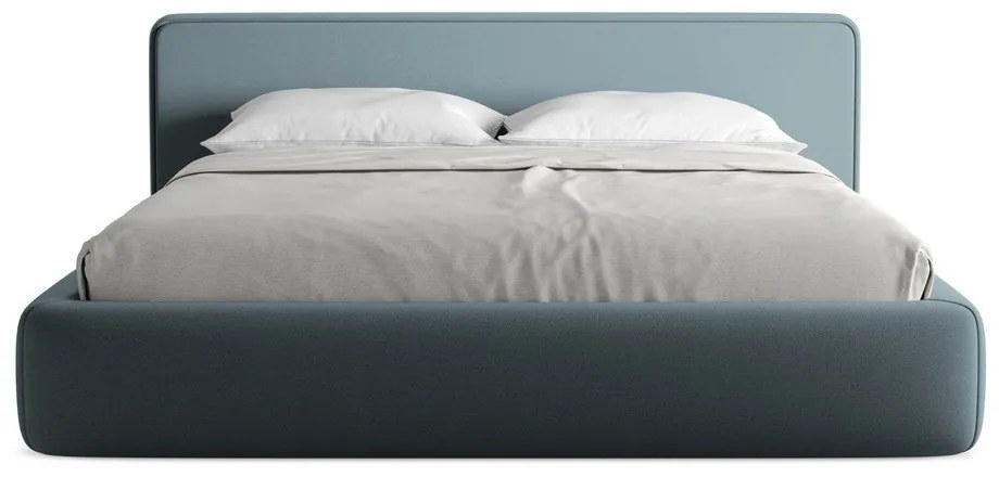 Синьо двойно тапицирано легло с място за съхранение и включена подматрачна рамка 180x200 cm Kiana – Makamii