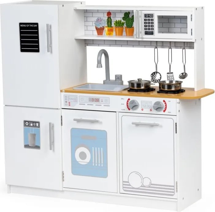 Дървена детска кухня с LED осветление + аксесоари