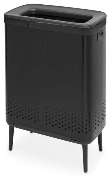 Кош за пране Brabantia Bo 1004177, 2x45 л, Пълнене без отваряне, Вентилационни отвори, Регулируеми крачета, Черен
