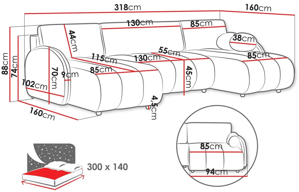 Ъглов диван Zara U-Сиво