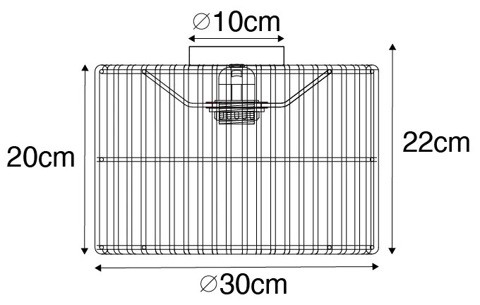 Ориенталска таванна лампа черна с ратан - Maud