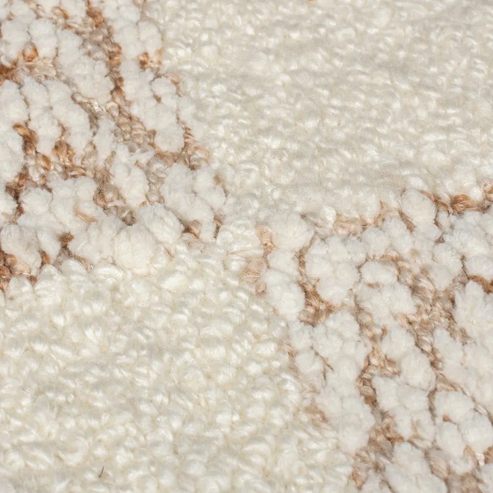 Ръчно изработен килим със смес от вълна в кремав и естествен цвят 200x300 cm Eric Checkboard – Flair Rugs