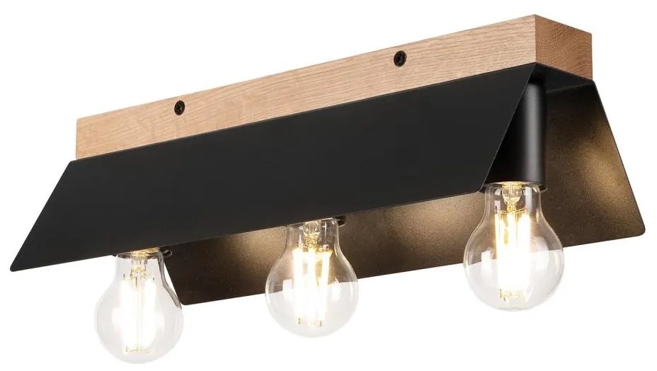 Плафон ESME 3xE27/15W/230V черен/дъб