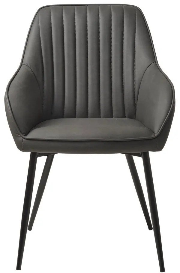 Тъмносиви тапицирани трапезни столове в комплект с подлакътници 2 бр. Nolan Stripe – Unique Furniture