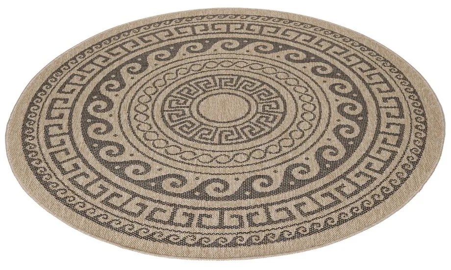 Черно-бежов кръгъл външен килим ø 80 cm Comilla – Ayyildiz Carpets