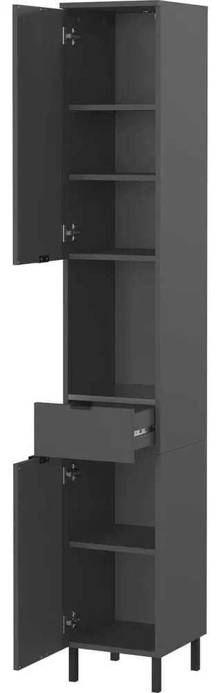 Антрацитен висок тесен шкаф за баня 30x190 cm Arcena – Germania