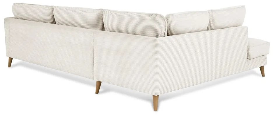 Бял ъглов диван от рипсено кадифе (ляв ъгъл) Paris – Scandic