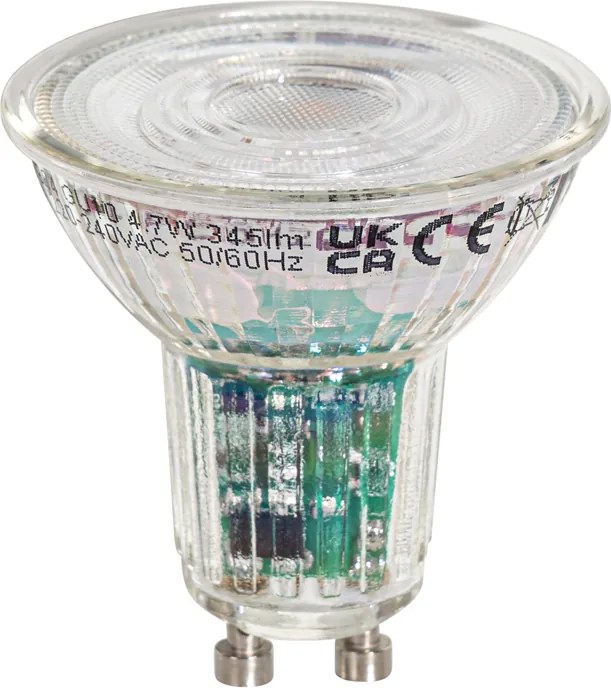 Комплект от 5 умни GU10 50мм LED крушки, прозрачни, 4.7W, 345 lm, 2200-4000K