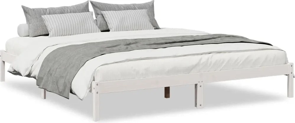 852411 vidaXL Рамка за легло без матрак, бял, 180x210 см, борово дърво масив