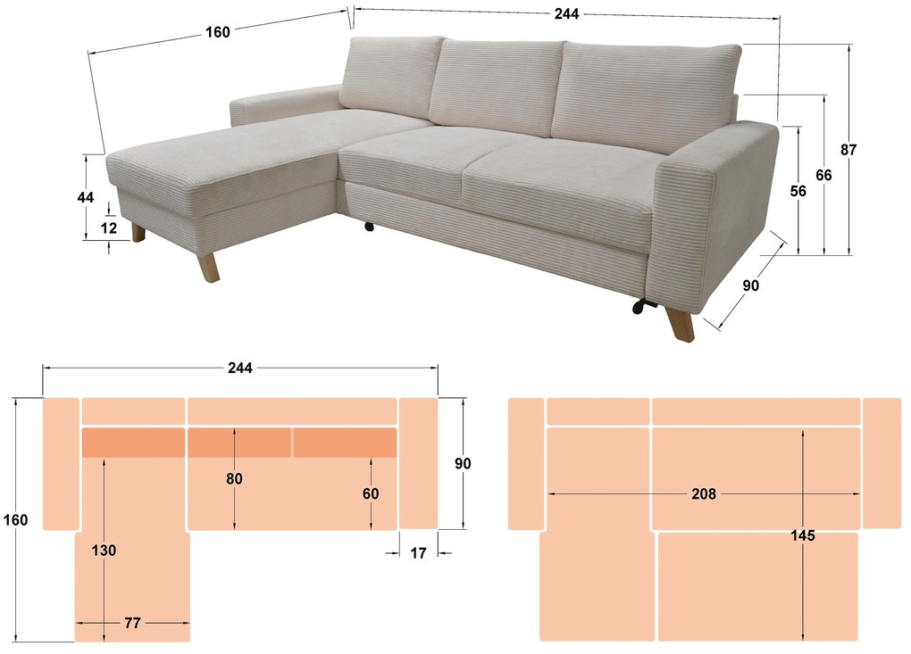 Разтегателен ъглов диван Марден