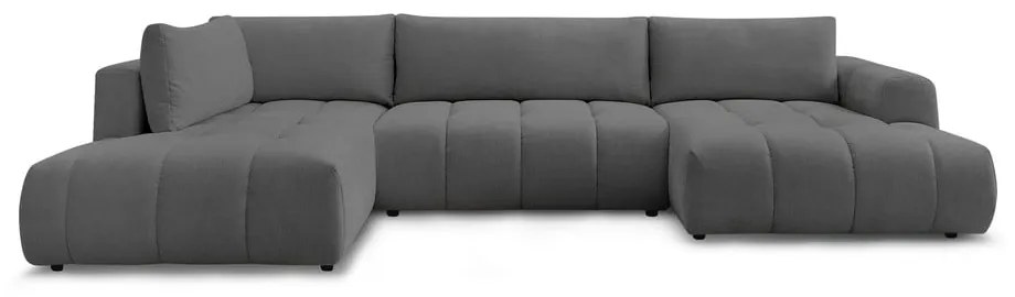 Тъмносив сгъваем/с място за съхранение ъглов диван (ляв ъгъл/U форма) Fuji – Bobochic Paris