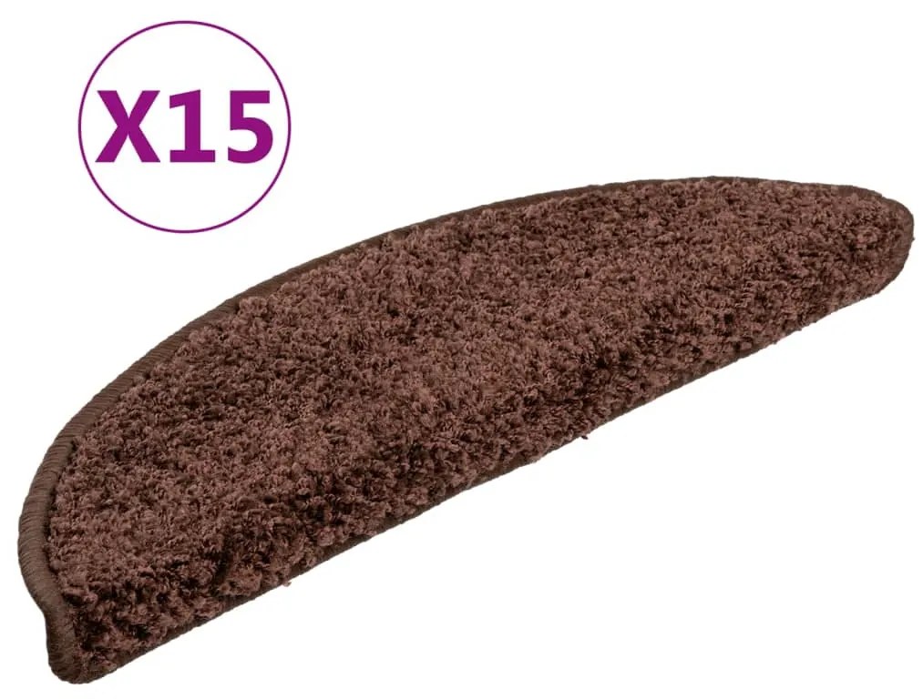 133895 vidaXL Изтривалки за стълби, 15 бр., 56x17x3 см, кафяви, полукръгли