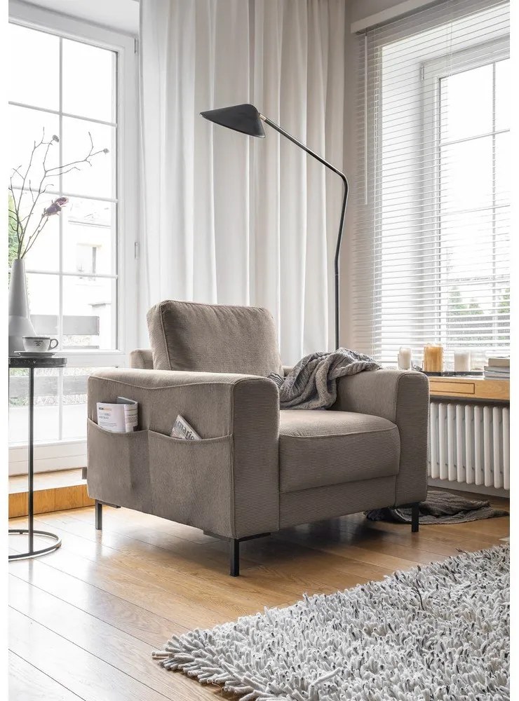 Кафяво кресло от рипсено кадифе Lofty Lilly – Miuform