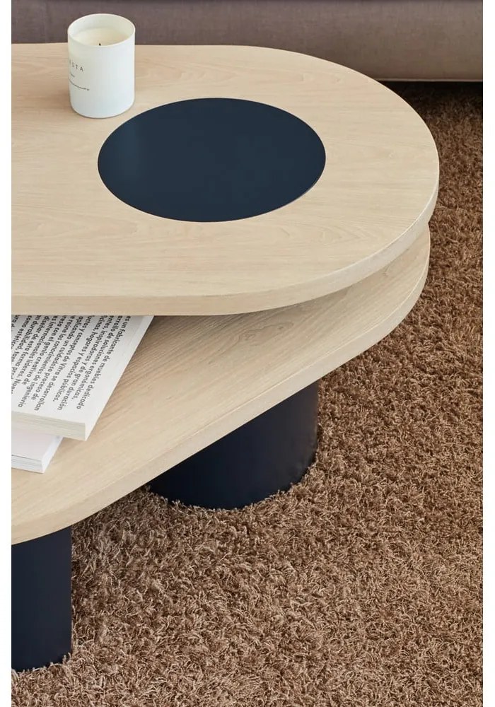 Синя/в естествен цвят масичка за кафе от декор от ясен 50x120 cm Nori – Teulat