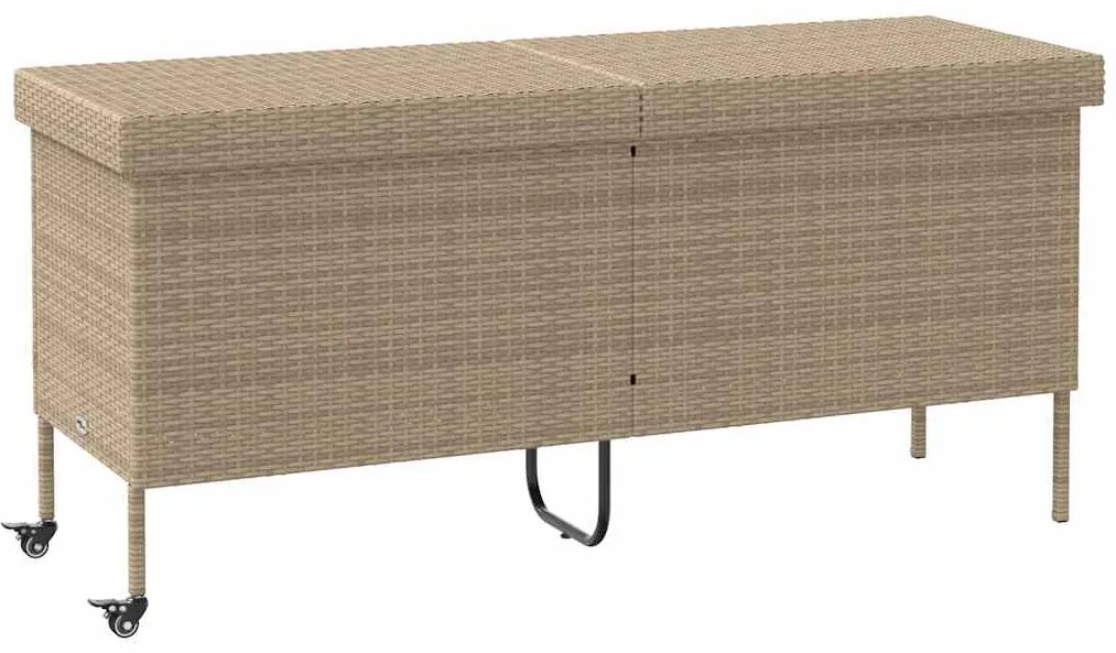 4103834 vidaXL Градинска кутия за съхранение с колела Бежова 160x55x75 cm