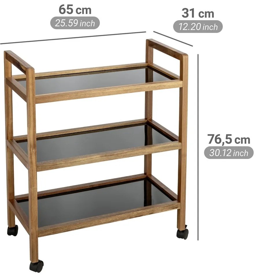 Рафт за баня от масивна акация в черен и естествен цвят 65x76,5 cm Fondi – Wenko