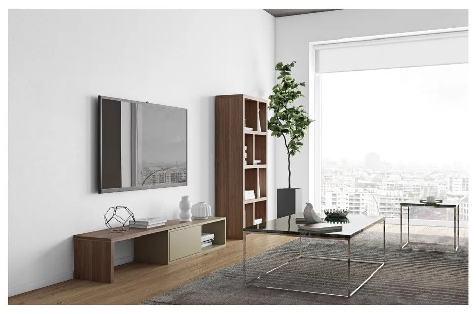 Сива променлива маса за телевизор с орехов фурнир Move - TemaHome