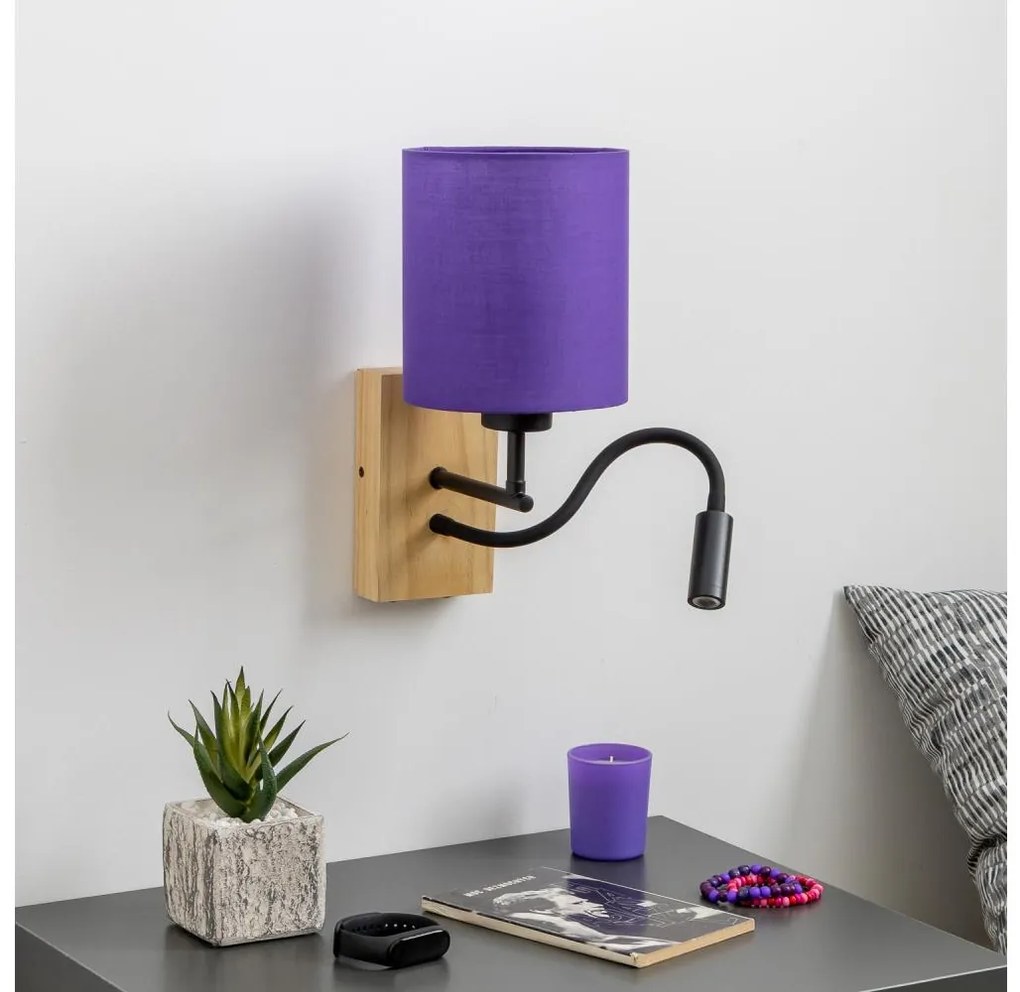 Brilagi - LED Аплик NUBILA WOOD 1xE27/25W/230V + LED/3W дъб/лилава