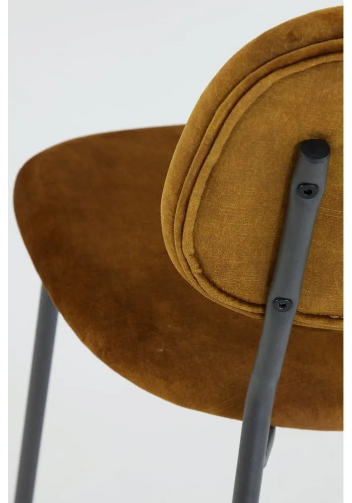 Бар стол от кадифе в цвят горчица 92 cm Emma - Light &amp; Living