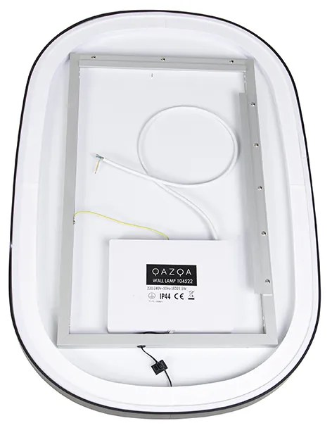 Огледало за баня черно с LED 3-степенно димиране с овално докосване - Miral