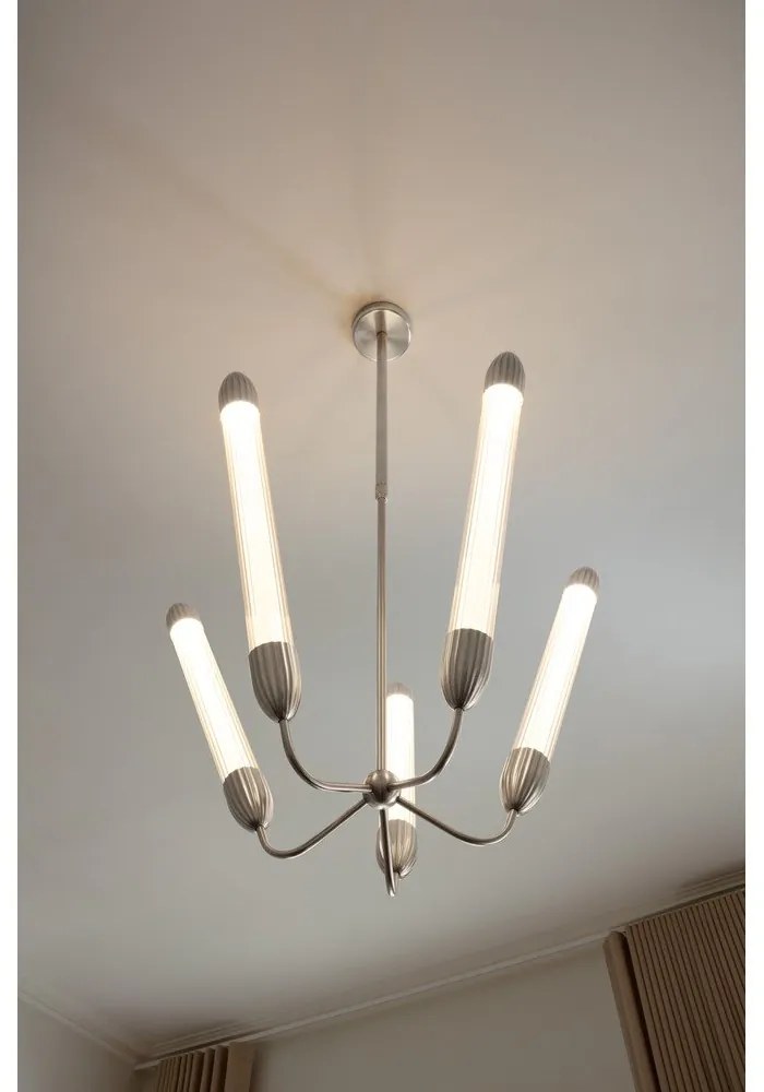 Стоманено висящо осветително тяло в сребрист цвят със стъклен абажур ø 86 cm Lemon Squeeze – UMAGE