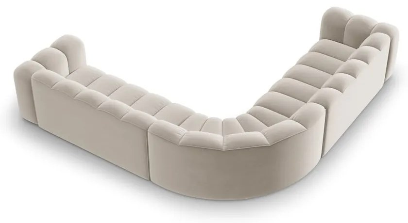 Кремав кадифен модулен ъглов диван Lupine – Micadoni