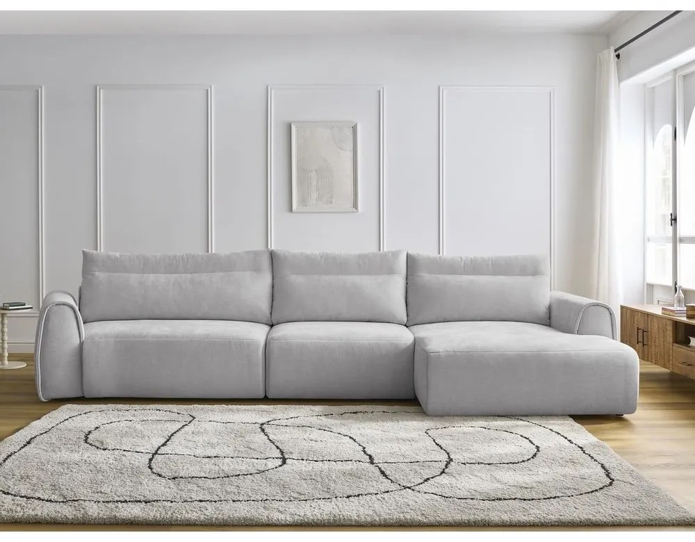 Светлосив ъглов диван Aden – Bobochic Paris