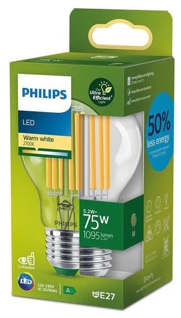 LED Крушка Philips A60 E27/5,2W/230V 2700K