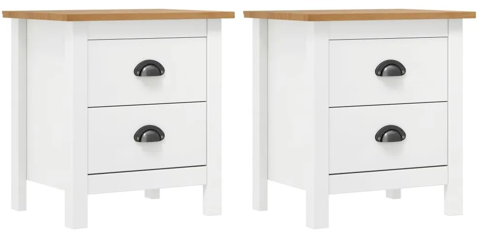 Sonata H Нощни шкафчета Hill 2 бр бели 46x35x49,5 см борово дърво масив