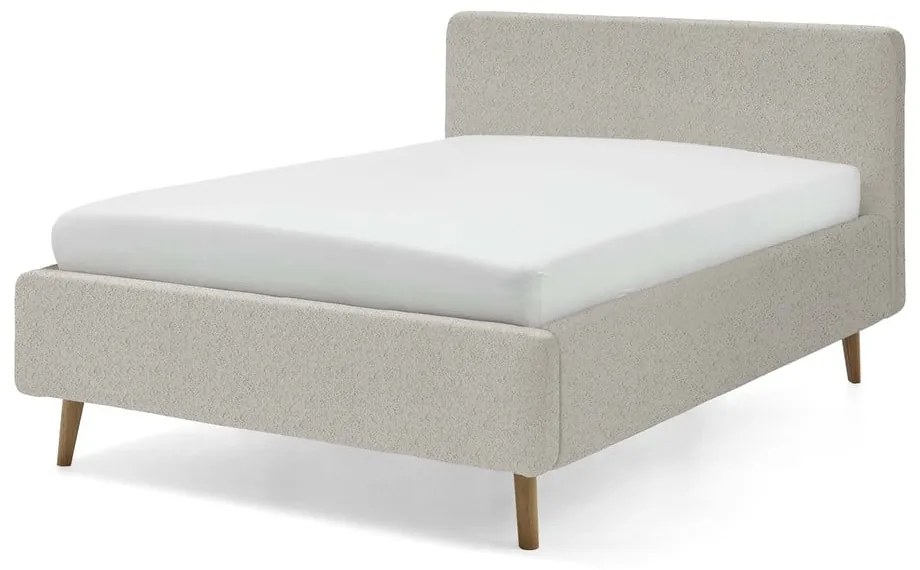 Бежово двойно легло 140x200 cm тапицирано с място за съхранение с включена подматрачна рамка Mattis – Meise Möbel