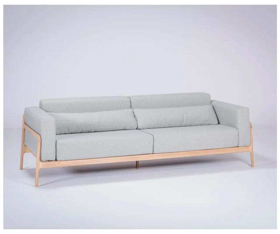 Синьо-сив диван с конструкция от дъбова дървесина , 240 cm Fawn - Gazzda