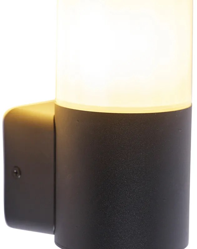 Модерна външна стенна лампа черна с опалов абажур IP44 - Odense