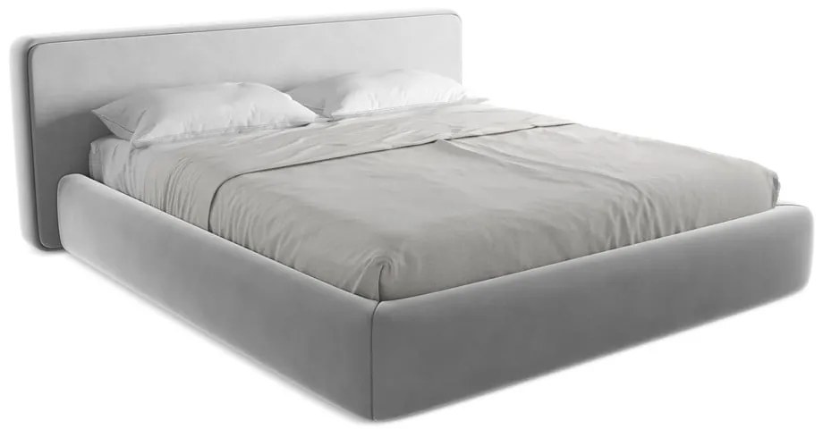 Сиво двойно тапицирано легло с място за съхранение и включена подматрачна рамка 180x200 cm Kiana – Makamii