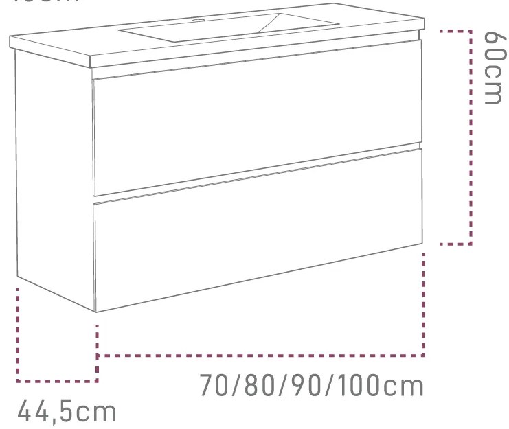 Мебели за баня Sanitec Alba D-Gkri Anoixto-Length 100 cm