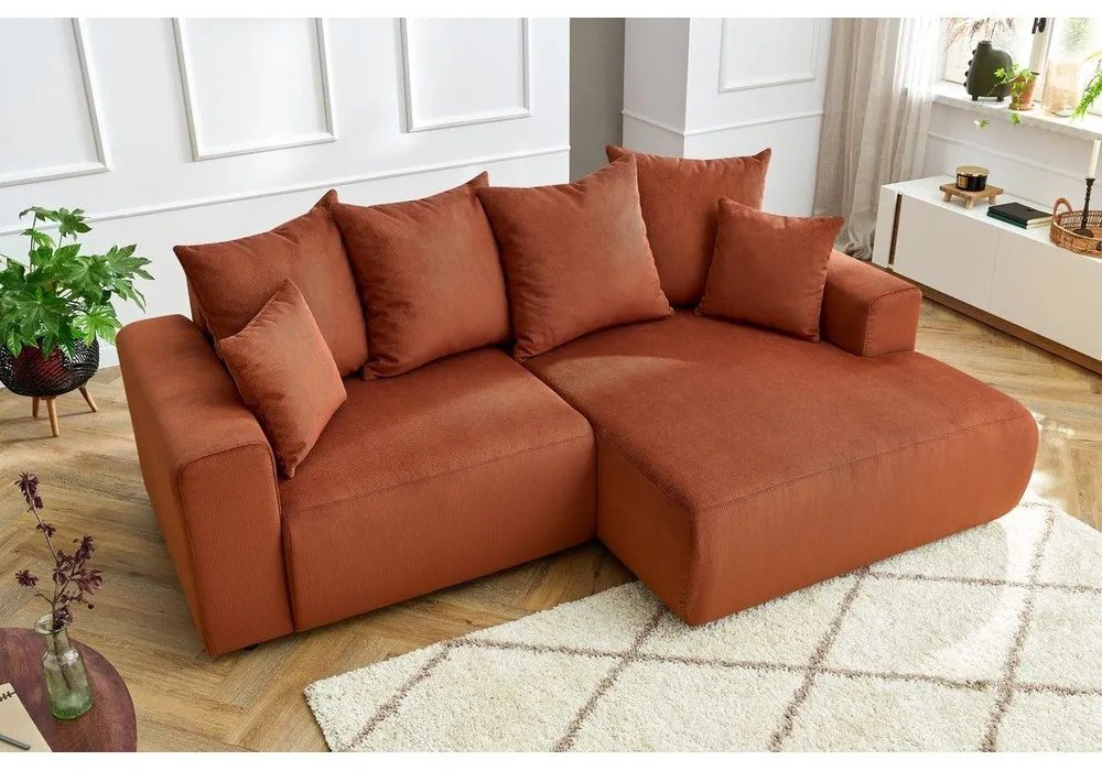 Оранжев кадифен ъглов диван Enjoy – Bobochic Paris
