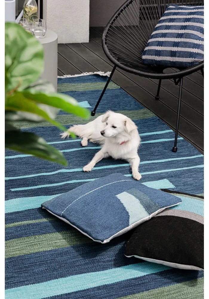 Тъмносин двустранен килим за открито, изработен от рециклирана пластмаса , 90 x 150 cm Marlin - Green Decore