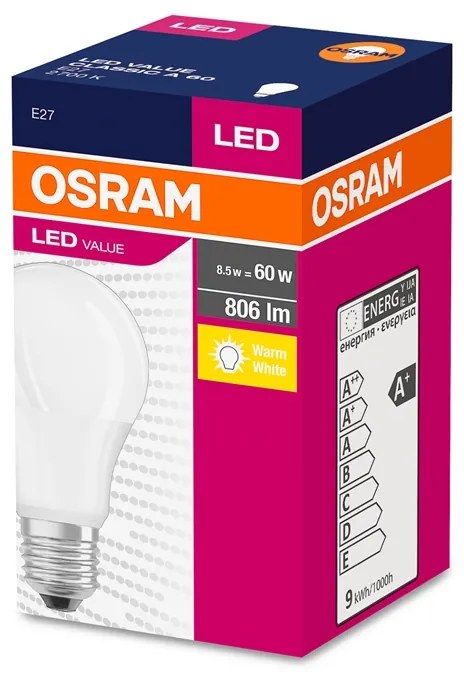 Osram Kрушка LED, E27, 9W, 230V, 806 lm, 2700K