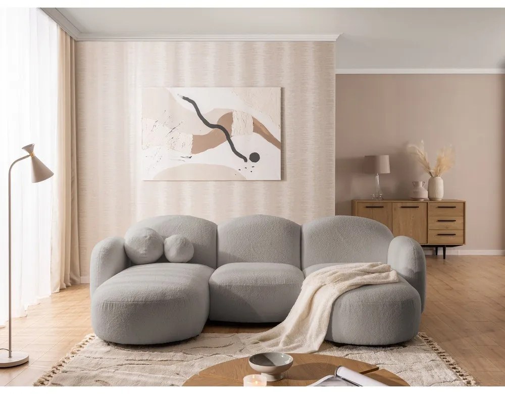 Сив ъглов диван от букле (U форма) Orbit – Ropez