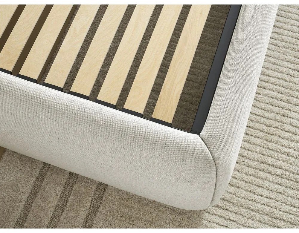 Бежово двойно легло 180x200 cm тапицирано с място за съхранение/без табла с включена подматрачна рамка Inera – Bobochic Paris