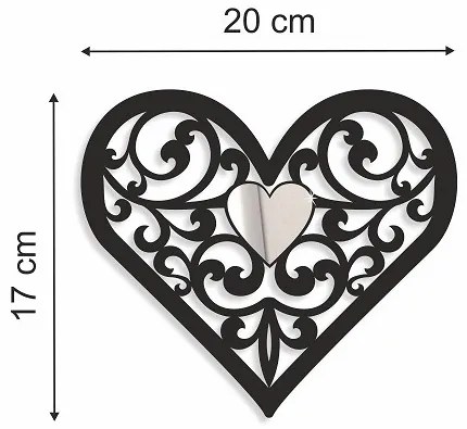 Декорация за стена във формата на сърце Черен