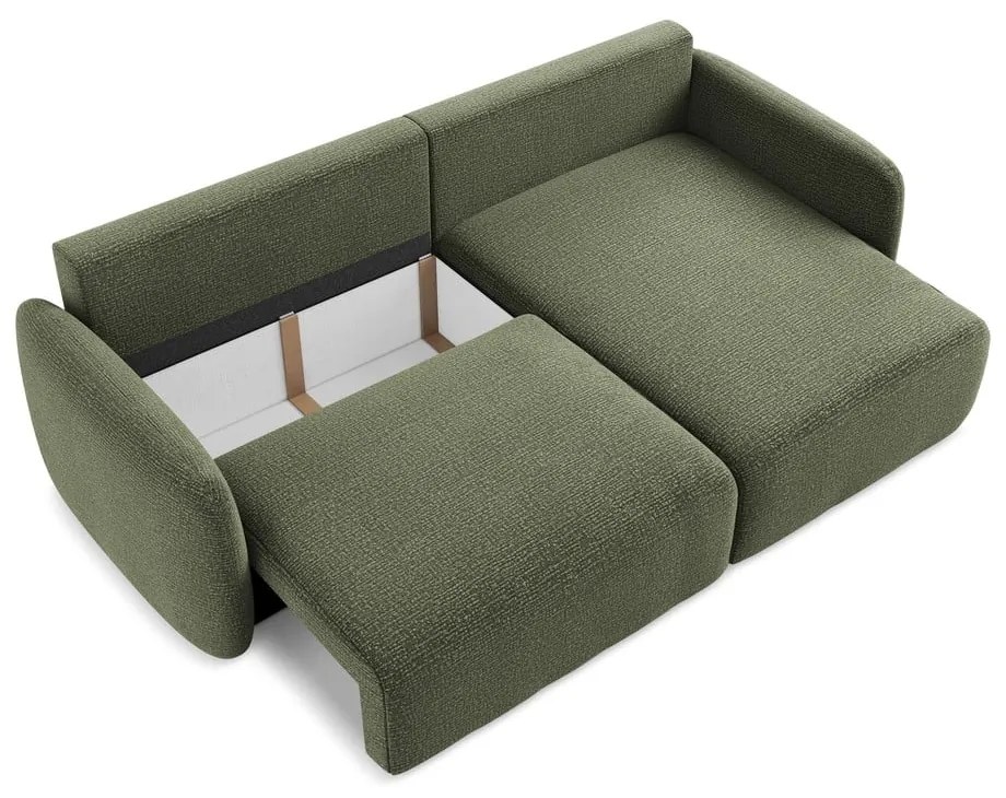 Зелен разтегателен ъглов диван с място за съхранение (десен ъгъл) Kalena – Makamii
